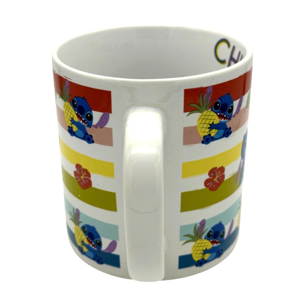 Disney Stitch Oversized "Chillin" Mug- Rainbow Stripes/Pineapples- New - Picture 4 of 5